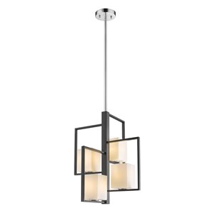 Luminaire suspendu Regis Fall de EGLO à 4 lumières, fini noir et chrome avec verre opale