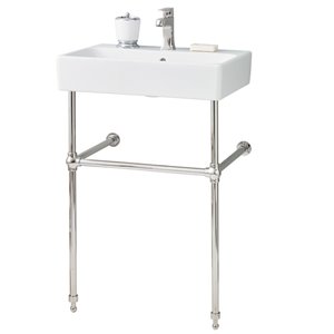 Nuo Console Sink - 17.38-in x 23.63-in - Fire Clay - White/Polished Nickel