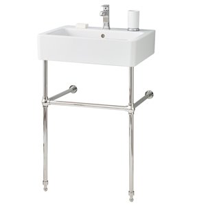Nuovella Console Sink - 19.69-in x 23.63-in - Fire Clay - White/Polished Nickel