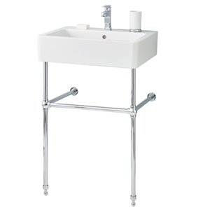 Nuovella Console Sink - 19.69-in x 23.63-in - Fire Clay - White/Chrome