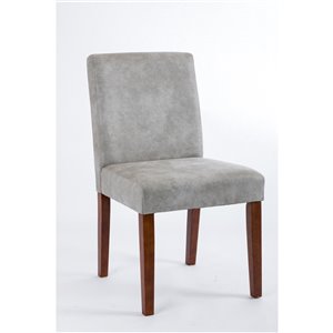 Chaise de salle à manger Erikson Soho, similicuir gris et noyer, ens. de 2