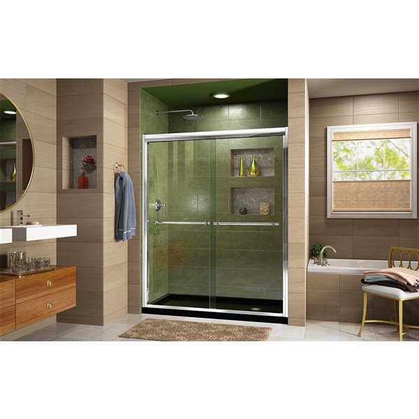 DreamLine Duet Shower Door and Base - 32-inx 60-in - Chrome