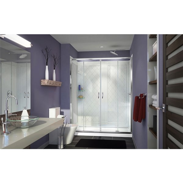 DreamLine Visions Shower Door/Base Kit - 60-in - Chrome