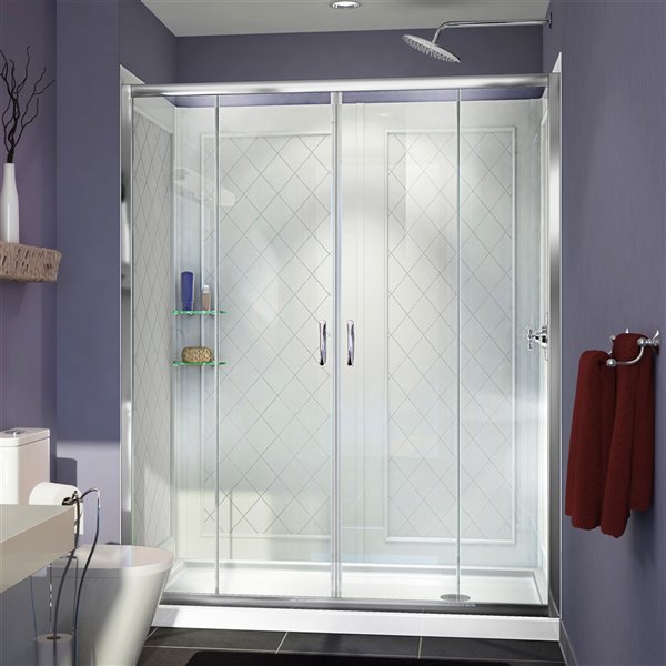 DreamLine Visions Shower Door/Base Kit - 60-in - Chrome