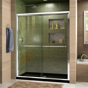DreamLine Duet Shower Door and Base Kit - 30-in x 60-in - Chrome
