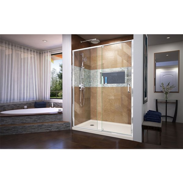 DreamLine Flex Framed Shower Door/Base - 32-in x 60-in - Chrome