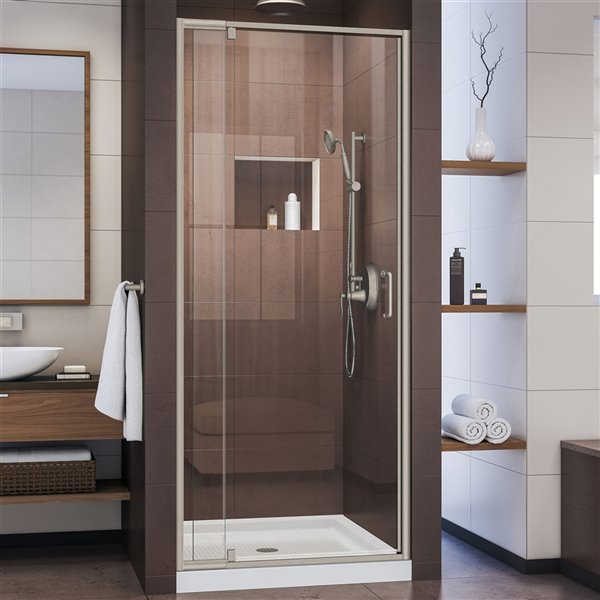 Ensemble de porte douche et base de DreamLine Flex, 36 po x 36 po, chrome