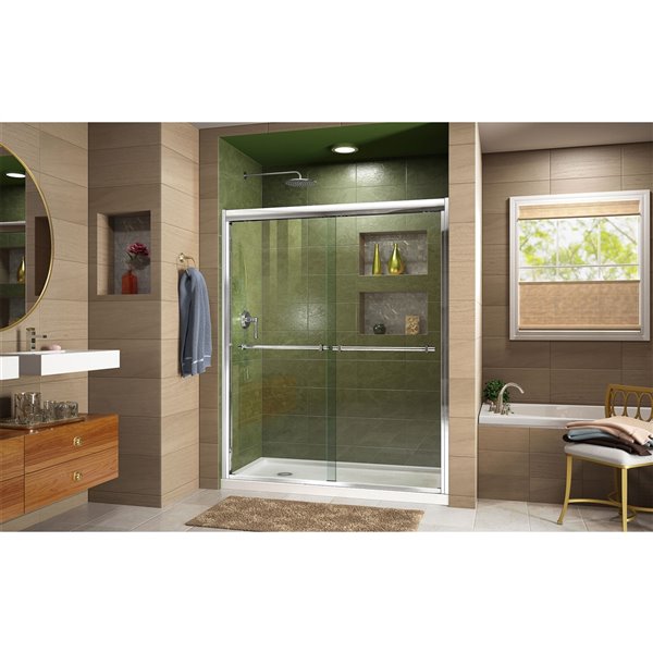 DreamLine Duet Bypass Shower Door/Base - 34-in x 60-in - Chrome