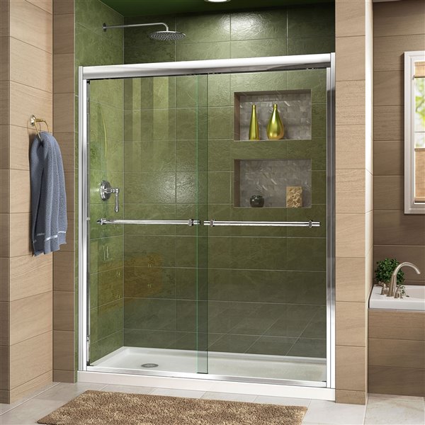 DreamLine Duet Bypass Shower Door/Base - 34-in x 60-in - Chrome