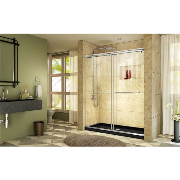 DreamLine Charisma Shower Door and Base - 60-in - Chrome/Black