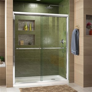 Porte douche et base couissante de DreamLine, 32 pox 60 po, chrome