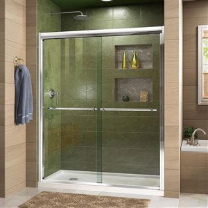 DreamLine Duet Shower Door and Base - 36-in x 60-in - Chrome