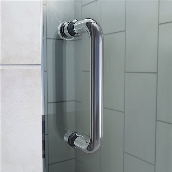 Porte douche/baignoire et base pivotante de DreamLine, 36 po x 48 po, nickel