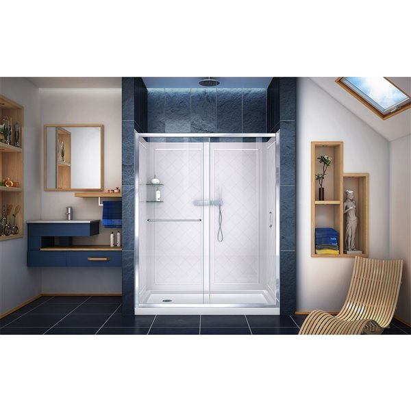 DreamLine Infinity-Z Shower Door Kit - 60-in - Chrome
