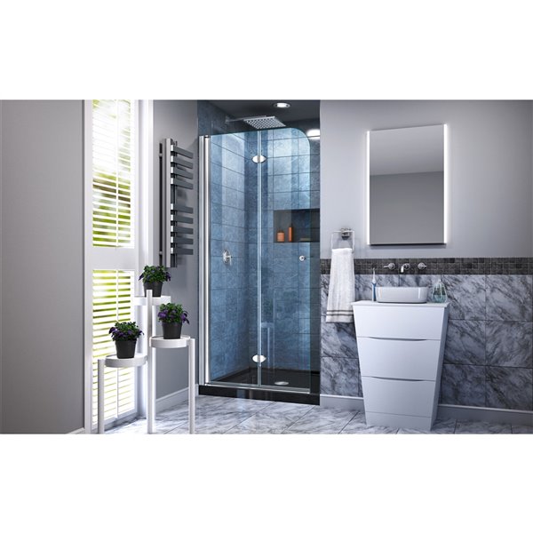 Ens. de porte douche/base de DreamLine Aqua Fold, 36 po, chrome