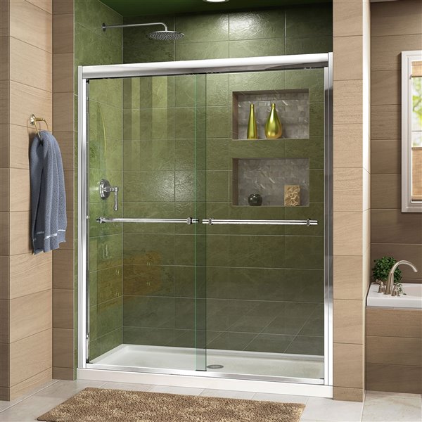 DreamLine Duet Shower Door/Acrylic Base - 36-in x 48-in - Chrome