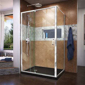 Ensemble de douche pivotant DreamLine Flex, 48 po, chrome