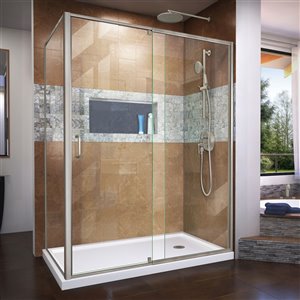 DreamLine Flex Shower Enclosure and Base Kit -  60-in - Nickel