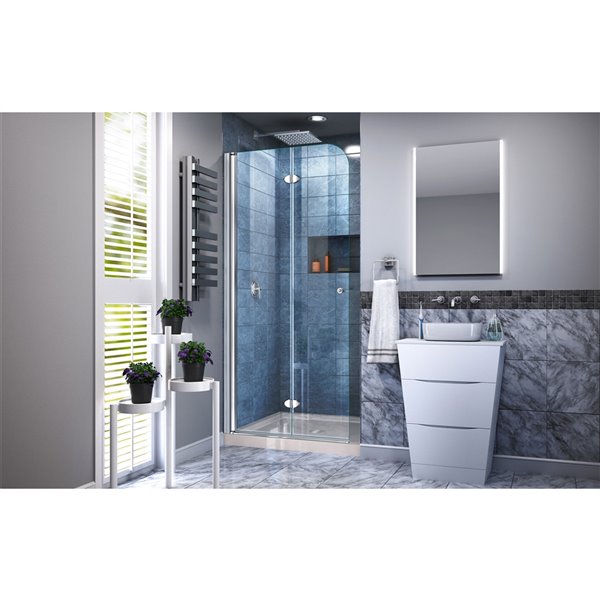 DreamLine Aqua Fold Shower Door/Base - 32-in x 74-in - Chrome