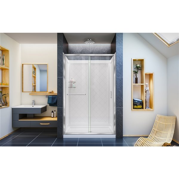 DreamLine Infinity-Z Shower Door Kit - 48-in - Chrome