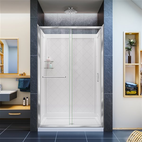 DreamLine Infinity-Z Shower Door Kit - 48-in - Chrome