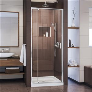 DreamLine Flex 32-in x 32-in Chrome Shower Door and Base Kit