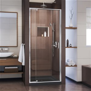 Porte douche et base de DreamLine Flex, 32 po x 32 po, chrome