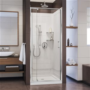 Ensemble de porte de douche de DreamLine Flex, 32 po, chrome