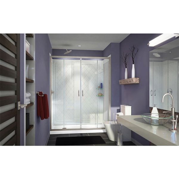 DreamLine Visions Glass Shower Door Kit - 60-in - Nickel