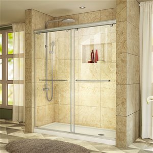 DreamLine Charisma Shower Door and Base - 60-in - Nickel/White