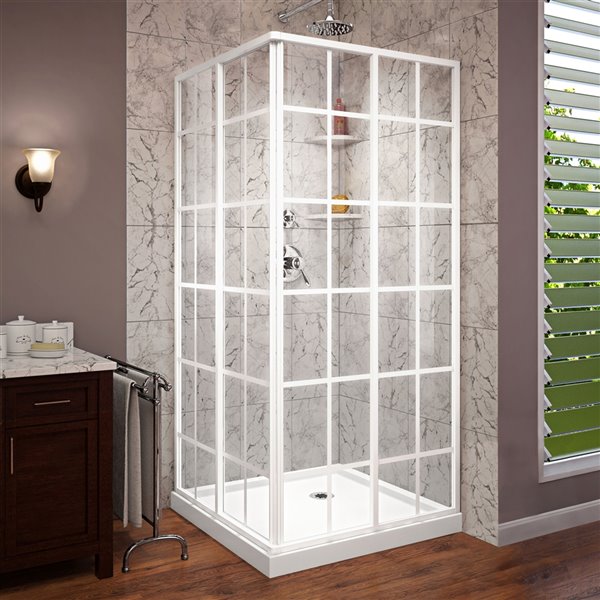 DreamLine French Corner Shower Enclosure Kit - 36-in - White