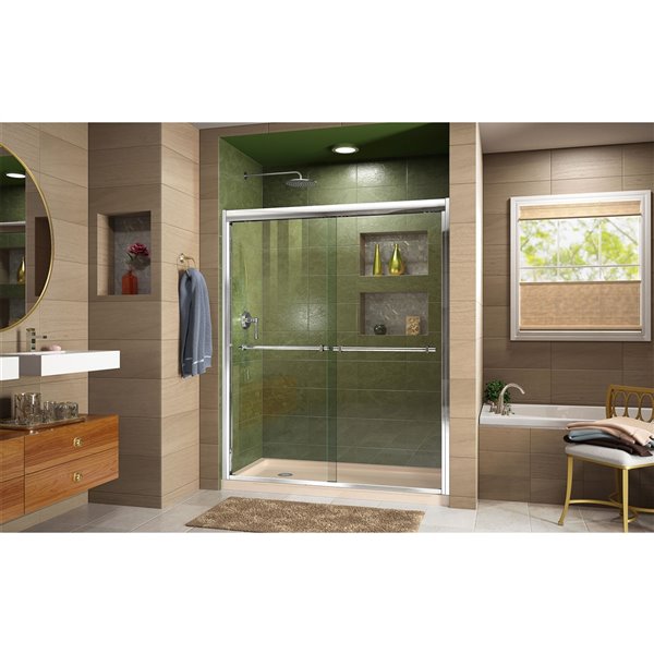 DreamLine Duet Bypass Shower Door/Base - 30-in x 60-in - Chrome