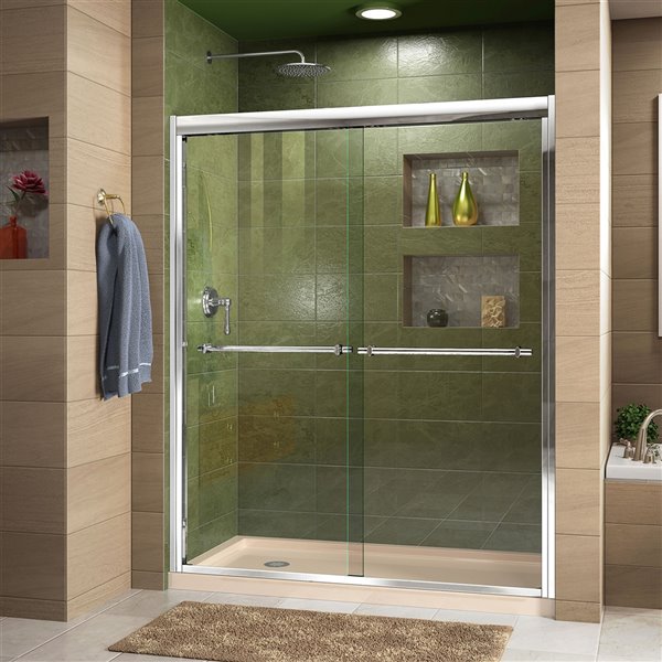 DreamLine Duet Bypass Shower Door/Base - 30-in x 60-in - Chrome