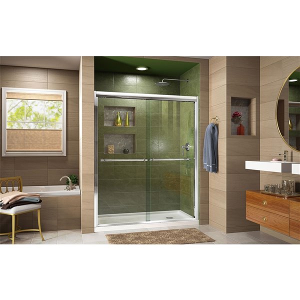 DreamLine Duet Bypass Shower Door/Base - 36-in x 60-in - Chrome