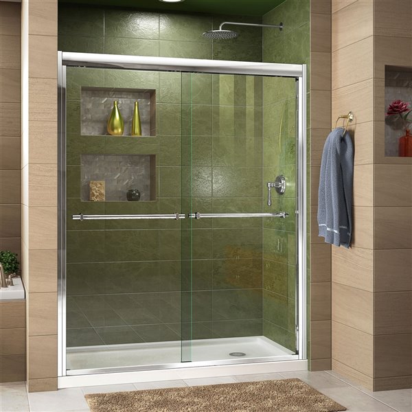 DreamLine Duet Bypass Shower Door/Base - 36-in x 60-in - Chrome