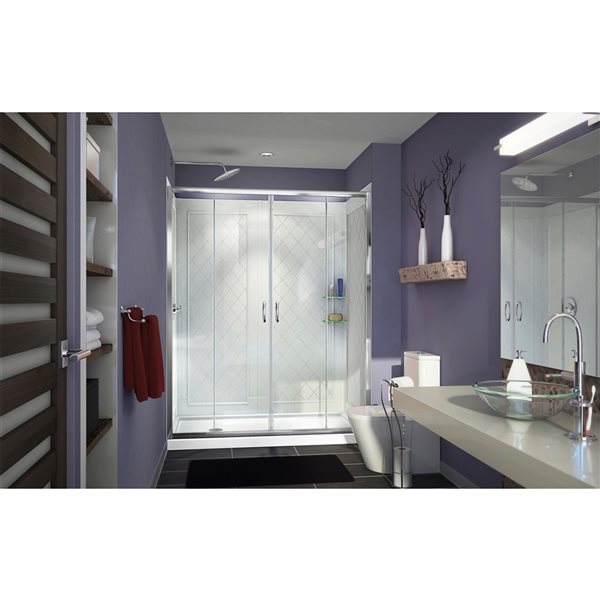 DreamLine Visions 60-in Chrome Shower Base and Backwalls