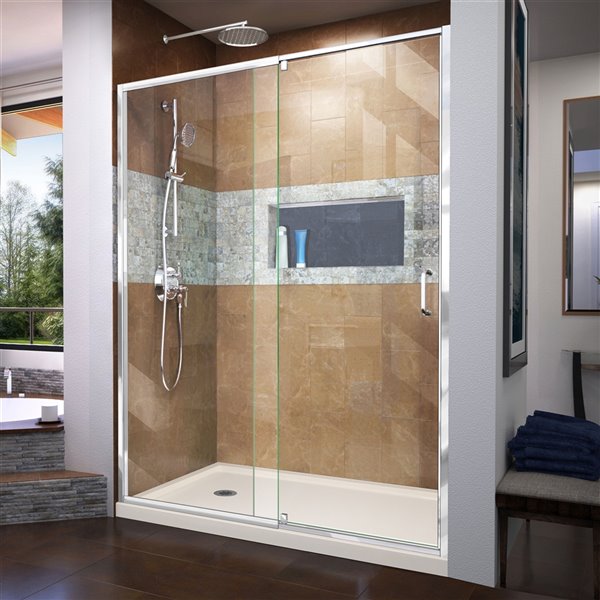 DreamLine Flex Pivot Shower Door/Base - 30-in x 60-in - Chrome