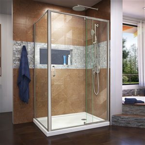 DreamLine Flex Shower Enclosure and Base Kit - 48-in - Nickel