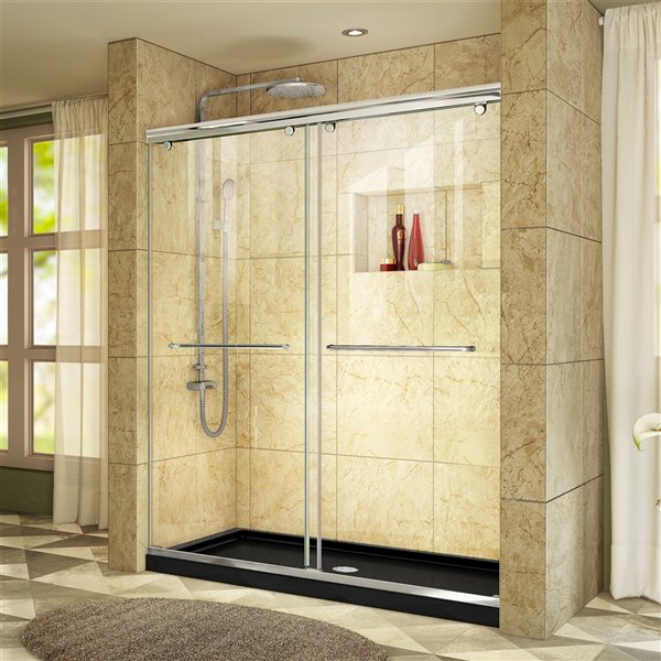 DreamLine Charisma Shower Door/Base Kit - 60-in - Chrome/Black