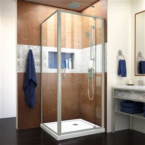 DreamLine Flex Shower Enclosure Kit - 32-in x 74.5-in - Nickel