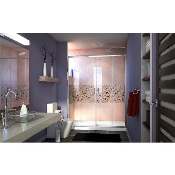 DreamLine Visions Shower Door and Base Kit - 60-in - Chrome