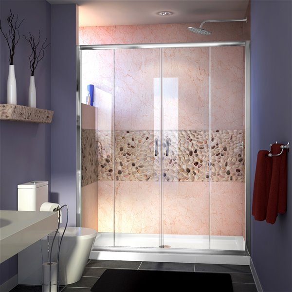 DreamLine Visions Shower Door and Base Kit - 60-in - Chrome