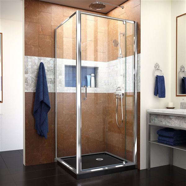 DreamLine Flex 36-in Chrome Pivot Shower Enclosure Kit