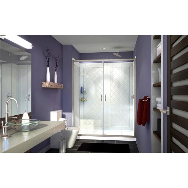 Ensemble de porte de douche coulissante de DreamLine Visions, 60 po, nickel