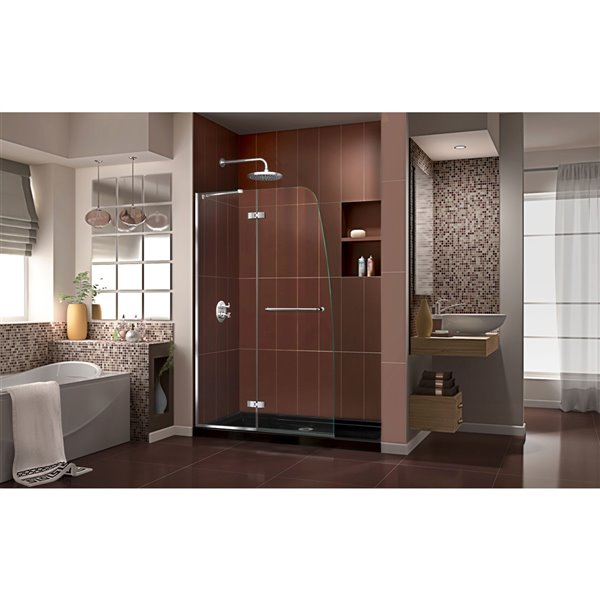DreamLine Aqua Ultra Shower Door and Base - 60-in - Chrome