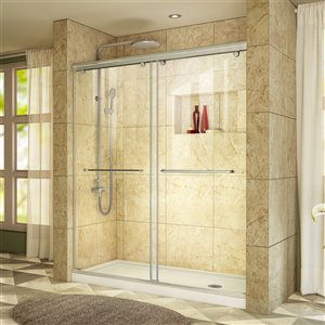 Porte douche/base sans cadre de DreamLine Charisma, 60 po, nickel