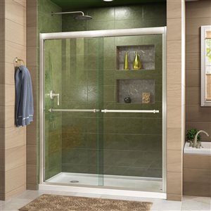 Porte douche et base coulissante de DreamLine, 32 pox 60 po, nickel