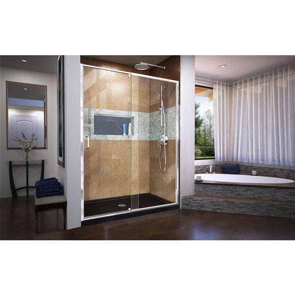 DreamLine Flex Framed Shower Door/Base - 36-in x 60-in - Chrome