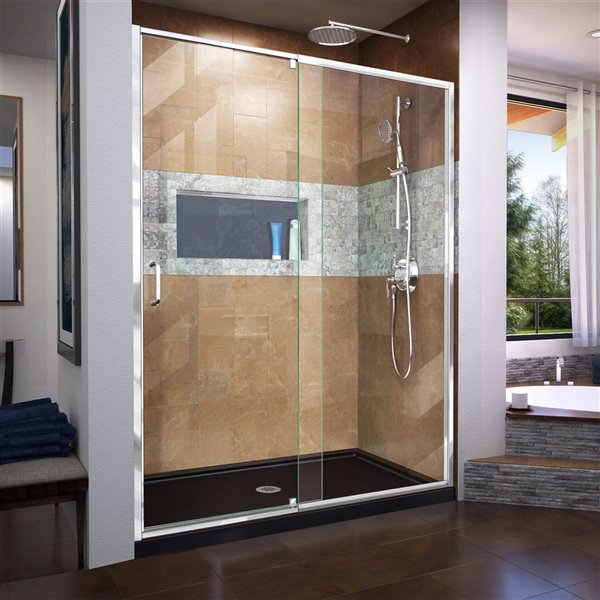 DreamLine Flex Framed Shower Door/Base - 36-in x 60-in - Chrome