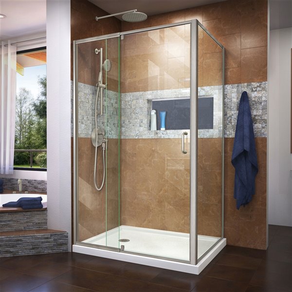 DreamLine Flex 48-in Nickel Shower Enclosure/Base Kit